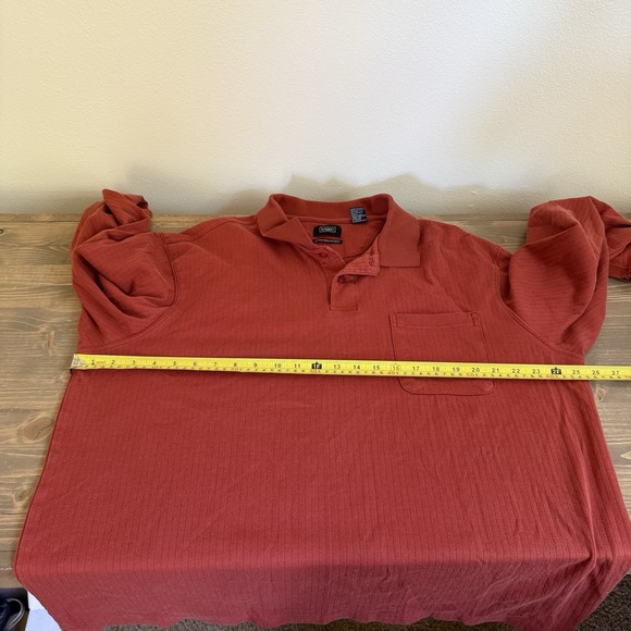 Haggar Men's XL Orange Long Sleeve‎ Knit Polo Collared Shirt Top Pocket - Picture 5 of 7